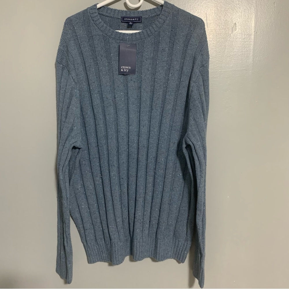 Crown & Ivy Women's Long‎ Sleeve Cable Knit Crewneck Sweater Size XL